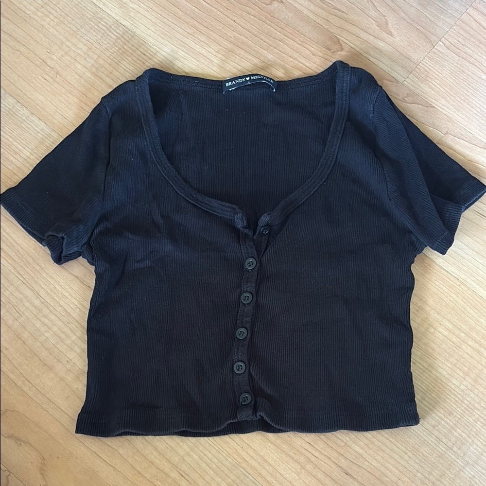 Brandy Melville Black Button-Up Women's Top